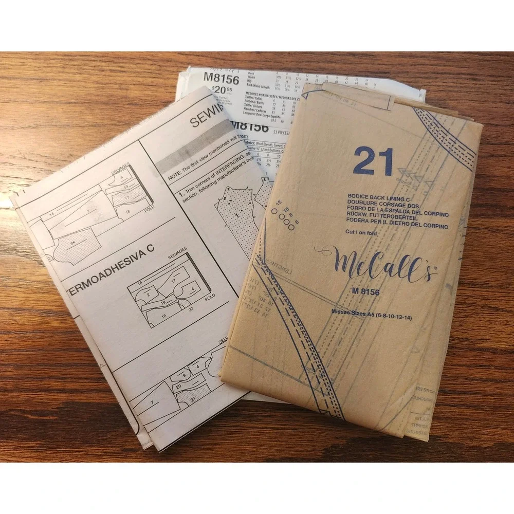 McCalls M8156 Astoria Misses Coat Sewing Pattern 6-14 Button Front Long Coat